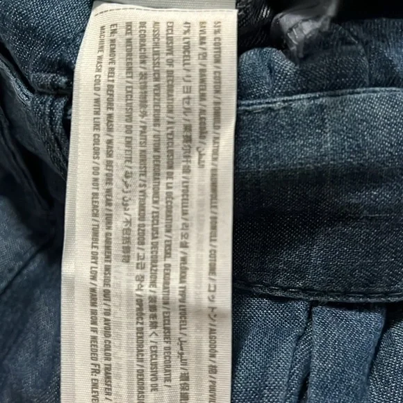 Abercrombie & Fitch Wide-Leg Chambray Denim Pants Size XS High Waist Paperbag - Picture 5 of 5